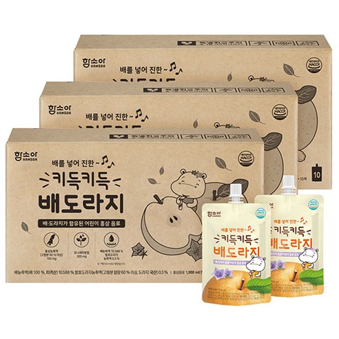 함소아 키득키득 배도라지 주스 100ml, 홍삼+배+도라지 혼합맛, 30개