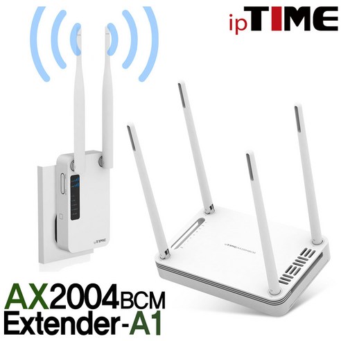 ipTIME AX2004BCM 기가비트 유무선 와이파이 공유기 듀얼밴드 Wifi AX1500, AX2004BCM + EXTENDER-A1 (와이파이증폭기 패키지)