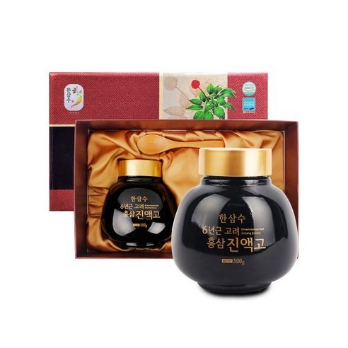 한삼수 6년근 고려홍삼진액고500g 2병 농축액 보자기포함 선물세트, 500g, 1개