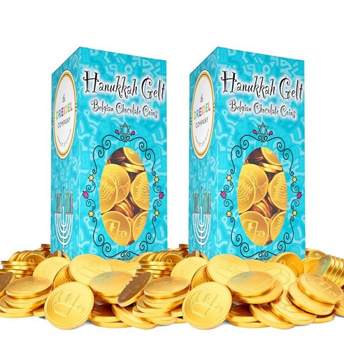 The Dreidel Company 하누카 초콜릿 겔트 벨기에 금화 동전 밀크 초콜릿 450g, 상세설명참조, 1개 두바이초콜릿fix