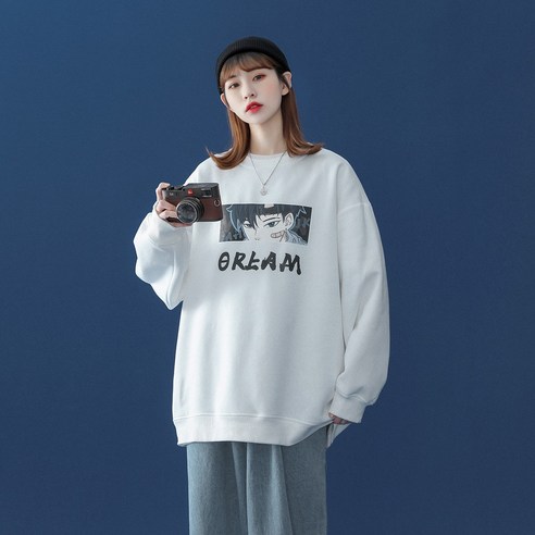 YY 애니메이션 스웨터 여성 패션 브랜드 튀김 거리 디자인 감각 틈새 옷 봄과 가을 얇은 스타일 느슨한 패션 코트