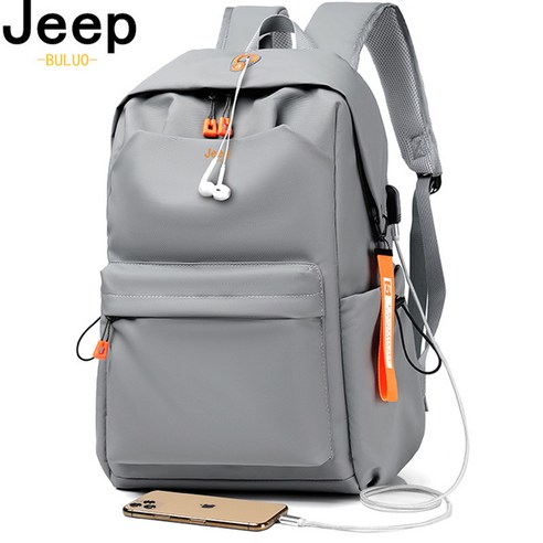 JEEP BULUO 백팩 남성 노트북 백팩 10대 대학생 남여공용 백팩 대용량 15.6 솔리드 빅고교 가방