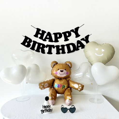 주파티 생일파티용품세트 하트 풍선 가랜드 세트, 블랙