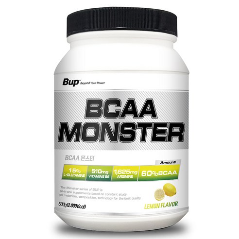 BUP BCAA 몬스터 레몬맛 류신 아미노산 헬스 보충제 – 비씨에이, 500g 
헬스보충식품