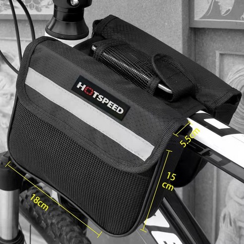 ZZJJC 자전거 가방 안장 가방 앞다리 가방 방수 핸드폰 가방 라이딩 장비 산악 자동차 크로스바 가방, 01 2L, /블랙(라지사이즈)18*15*5.5cm