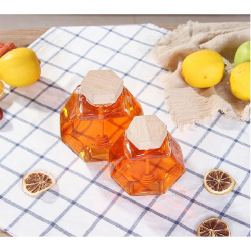 빈티지 디자인과 실용성이 돋보이는 고급스러운 유리 꿀병