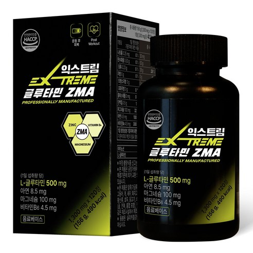 익스트림 L-글루타민 ZMA 1300mg (4개월분), 1개, 120정