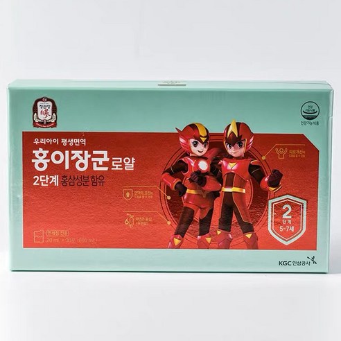 홍이장군 로얄 2단계 30포 5-7세 어린이 홍삼액 면역력, 홍이장군로얄 2단계 30포, 1개, 600ml