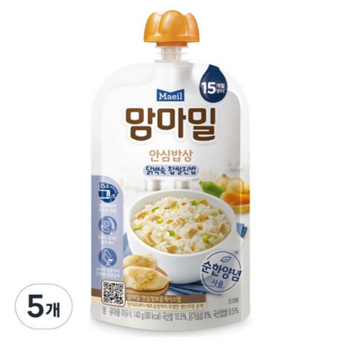 맘마밀 안심밥상 레토르트이유식, 닭백숙 찹쌀진밥, 140g, 40개