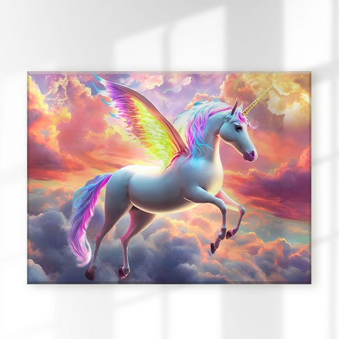 오로라데코덴 캔버스형 보석십자수 40x50cm, MK156 동물 노을 하늘 유니콘