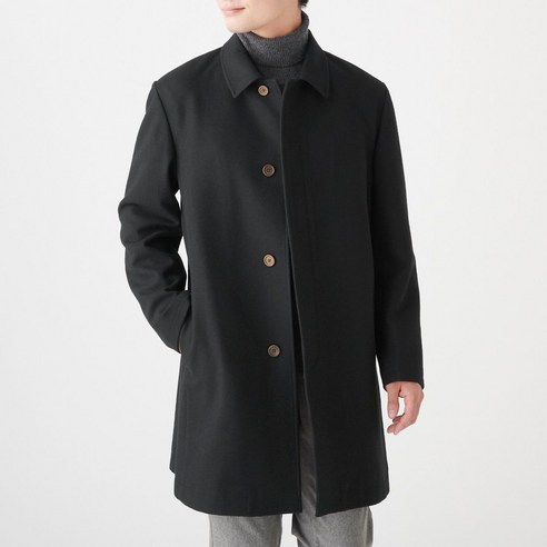 무인양품 MUJI 남성 프렌치 멜턴 울 혼방 스텐 칼라 코트 M9AD222