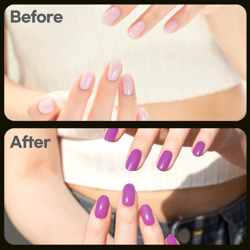더포바 초밀착 램프 필요없는 프리미엄 젤 네일 스트립(오리지널/컬러체인지) 1세트 32P, 컬러체인지/라일락, 1개