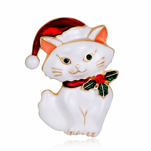 KORELAN 새로운 어 복고풍 귀여운 크리스마스 고양이 브로치 성격 동물 코사지 패션 의류 액세서리