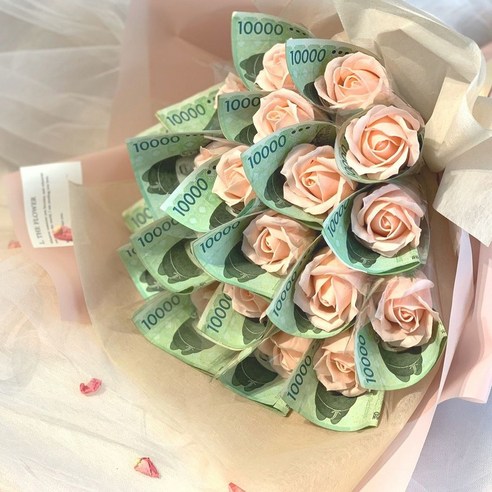 장미 용돈 꽃다발 엘더플라워 용돈꽃다발, 핑크20송이