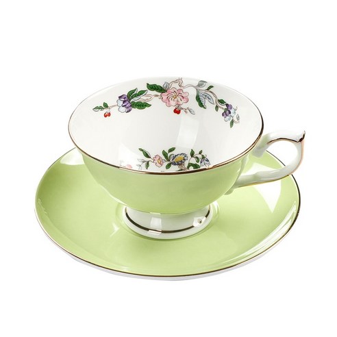 FREELIFE 명품 커피잔세트 예쁜 도자기 HU-436, 220ml, Style B Green