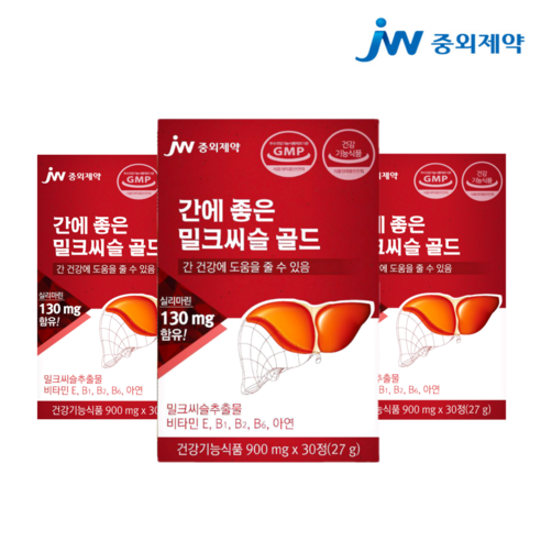 JW중외제약 간에 좋은 밀크씨슬 골드, 30정, 6개