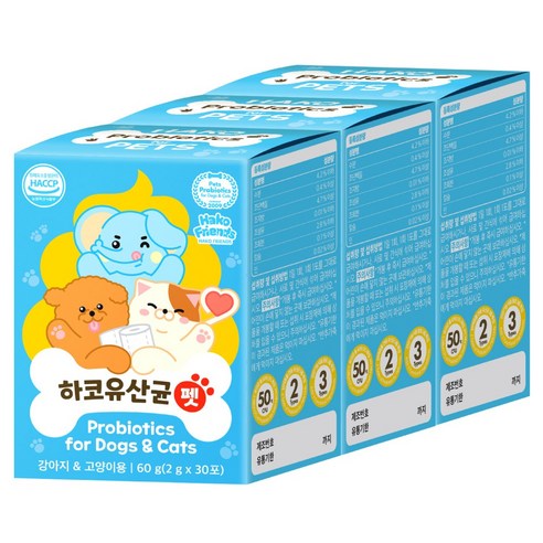 펫펫펫 강아지 유산균 고양이 생유산균 프로바이오틱스 굿랩 30p, 30회분, 장건강/유산균, 3개