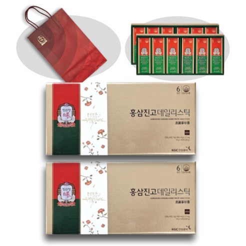 정관장 홍삼진고 데일리스틱 홍삼정 30스틱 감사 메세지 선물 정품 쇼핑백 세트, 2개