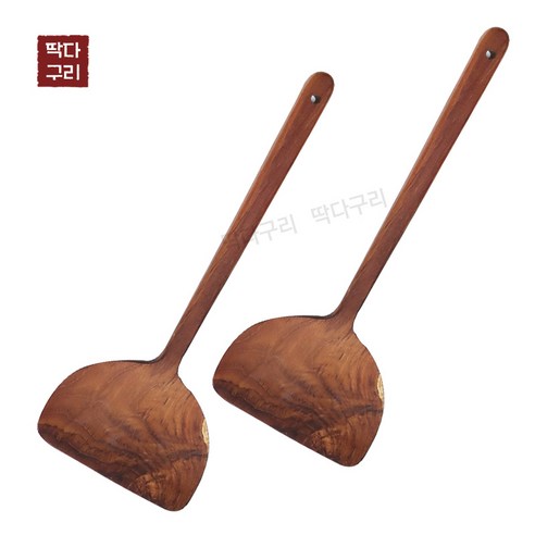 딱다구리 티크나무 사각 뒤집개, 2개, 우드, 와이드