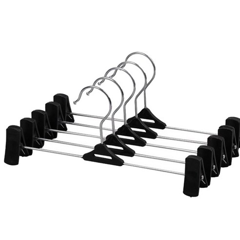 검정집게 바지걸이 회전형 너비조절 가능, 5개, 블랙