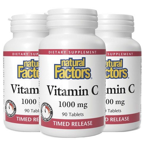 네추럴팩터스 비타민 C 1000mg 타임드 릴리즈 타블렛, 3개, 90정