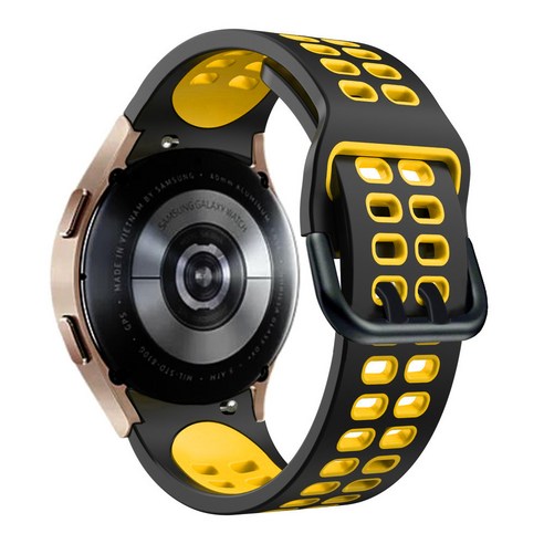 삼성 갤럭시 시계 4 클래식 46mm 42mm / 44mm 42mm 실리콘 스포츠 밴드, Black Yellow, watch 4 classic 42mm