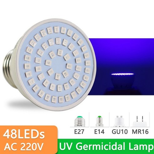 자외선 램프 조명 U 소독 살균 led 전구 AC 220 진드기 킬링을위한 실내 오존, 01 UV Germicidal 48LEDs, B22