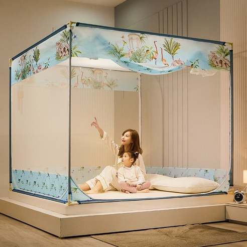 침대모기장 침상방지막지 폐쇄가정용 두꺼운 지지대 프린트 방진모기장, 로마 공휴일