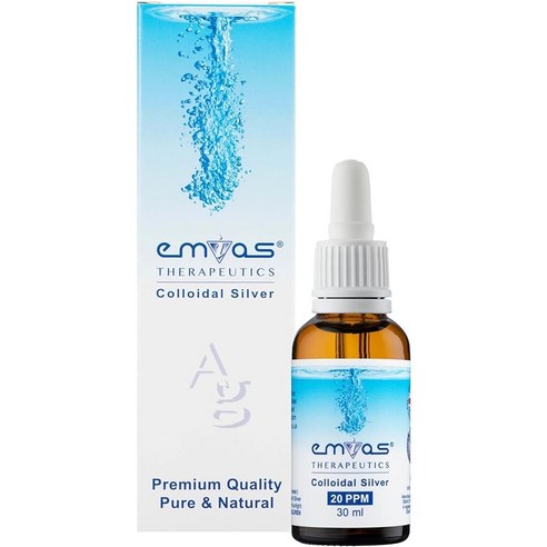 EMIAS THERAPEUTICS - 콜로이드 실버 - 30ml / 20 PPM - 스포이드 어플리케이터가 포함된 호박색 유리병 - 순수하고 천연의 프리미엄 품질., 1개