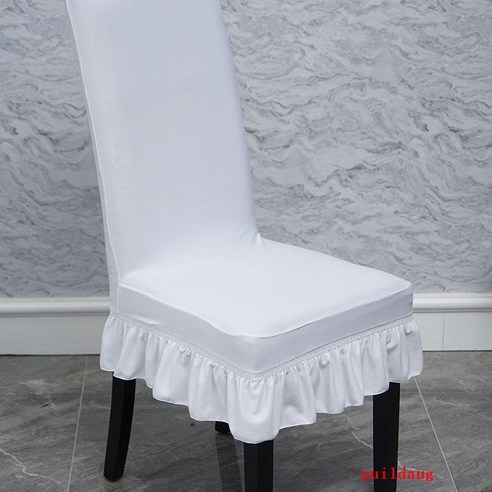 puildaug 하이 백 탄성 스커트 식탁 의자 커버 등받이 가구 의자 커버 간단한 호텔 레스토랑 유니버설 의자 커버, 하이백스커트-화이트 1