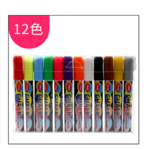 WISFOR 블랙보드 마카 형광펜 세트 LED 혼합색상 밝은색 안전 6mm, 12색(JJ-ZR1397)