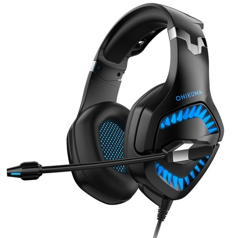 ANKRIC 게임용 헤드셋 K1pro 헤드셋 헤드셋 컴퓨터 보드 게임 헤드셋 PS4 게임용 게임용 헤드셋 스테레오, 블랙 블루