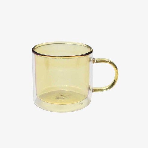 홈카페 컬러 이중 내열유리 머그컵 350ml, 1개, 앰버