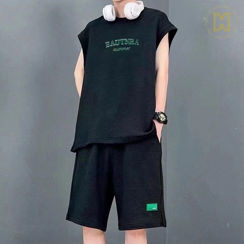 코디코치 블루밍 반팔 세트 민 나시 티셔츠 반바지 트레이닝 운동복 밴딩 상하세트