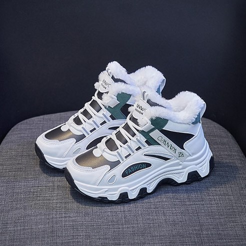 사사로이 여성 신발 털 겨울 컬러 믹스 매치 미끄럼 방지 둥근 라인의 앞코