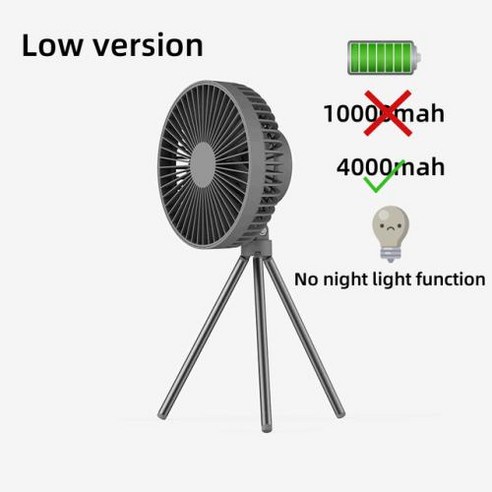 휴대용 삼각대 캠핑 선풍기 USB 충전식 다기능 미니 야외 텐트 무선 천장 전기 선풍기 10000mAh 2024 신제품, 1) DQ213 4000mah