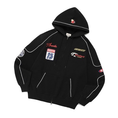 팀코믹스 후드집업 RACING WAPPEN HOODIE ZIP UP BLACK