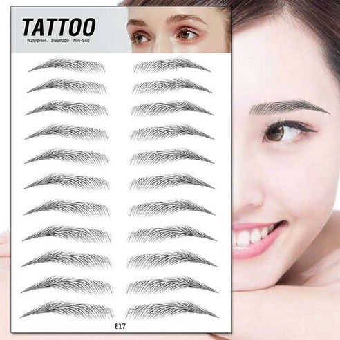 11회분 팬시온 눈썹 타투 스티커 문신스티커 눈썹문신 3D 눈썹스티커 임시 비상용, 2개, E17