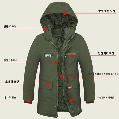 방한코트 롱패딩 살찐 남 패딩 보온 로보리 패딩 쿨러 겨울 카모웨어