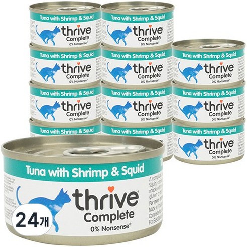 쓰라이브 컴플리트 그레인프리 고양이 주식캔, 새우, 75g, 24개