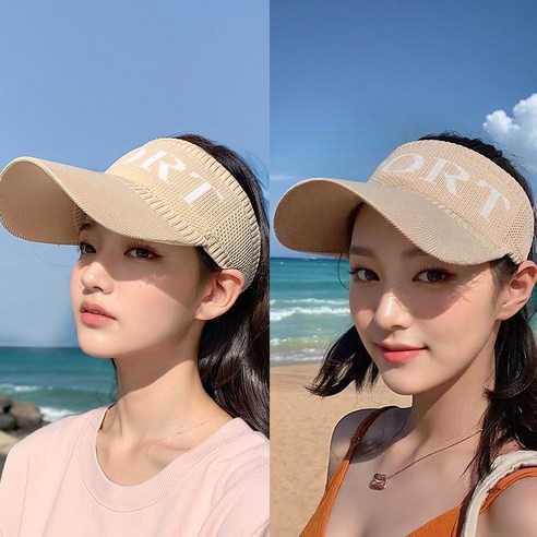 더간다 여름 여성 자외선차단 썬캡 니트썬캡 골프썬캡 스포츠 모자, 1개, 베이지
