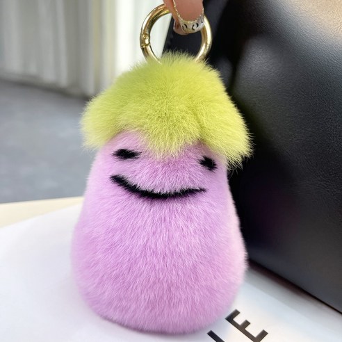 왕홍 ins 진달 토끼 털 변형 가지 자동차 열쇠고리 걸개 귀엽다 카우보이 인형 가방 걸개, 연보라색[표정다변]