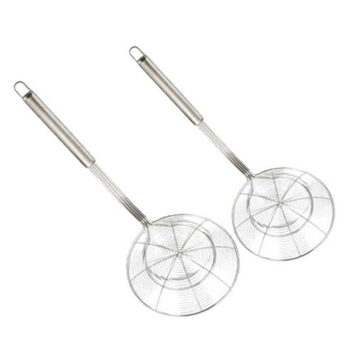 2 조각 주방 거미 스트레이너 스키머 스트레이너 국자, 14cm, 실버, 스테인레스 스틸