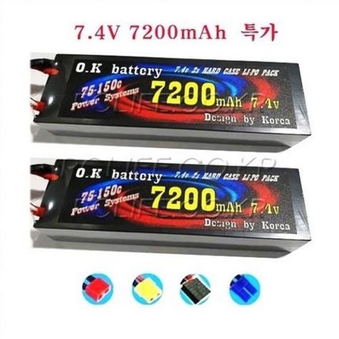 (당일발송)RC카 배터리 리포 7200mAh 7.4V 2S 75-150C두개콤보, 딘스 (두개콤보), 1개