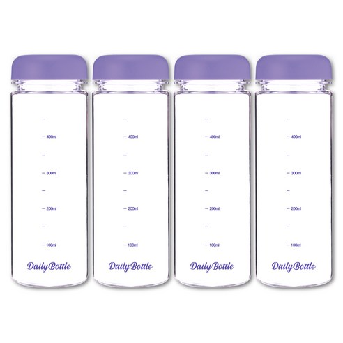 위드 눈금물병 페트 마이보틀 500ml 4P, 퍼플, 1세트