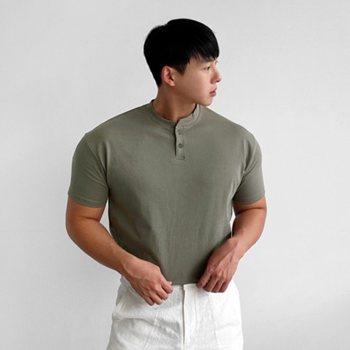 [1+1] 맨즈 헨리넥 머슬핏 반팔티 4color