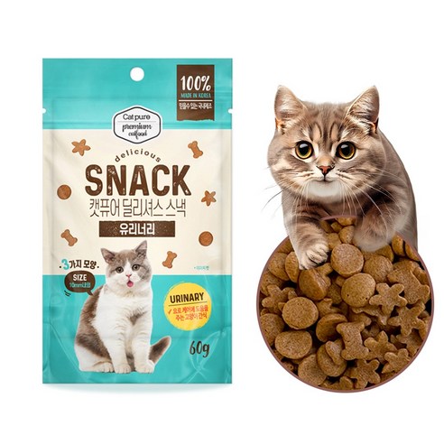 캣퓨어 고양이 딜리셔스 스낵 오랄 콤플렉스, 1개, 60g, 요로건강에 도움주는 - 유리너리
