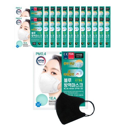 블루본 KF94 KF80 마스크 2D (대형 소형) 25매입, 25매, 블랙 - KF94 대형