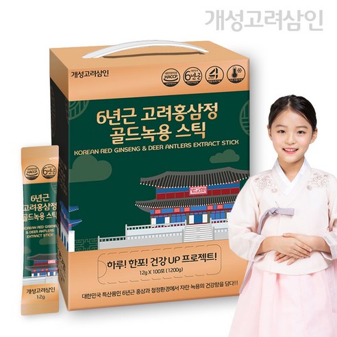 개성고려삼인 6년근 고려홍삼정 골드녹용 스틱 100p, 1개, 1200g