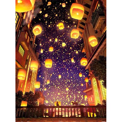 보석십자수 캔버스형 DIY키트 30 x 40 cm, NO 016 동물 풍등 거리에 길고양이, 1개